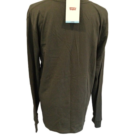 Levis Men Long Sleeve T Shirt Graphic Print Classic Fit Casual Surplus Green L - Picture 4 of 7